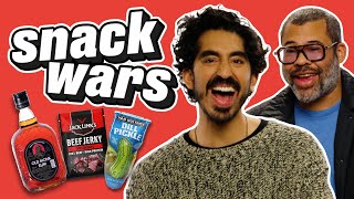 Dev Patel amp Jordan Peele Rate Indian And American Food  Snack Wars [upl. by Broeder]