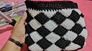 Bolso Tejido Entrelac a CrochetAjedrez o Domino [upl. by Gonnella]