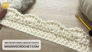 SUPER EASY Crochet Border Pattern for Beginners 🤍👌🏻 PRETTY Crochet Edging for Blanket and Jersey [upl. by Uthrop]