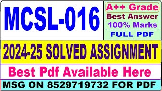 MCSL 016 solved assignment 202425  mcsl 016 solved assignment 2025 in English  ignou mcsl16 2025 [upl. by Winnifred52]