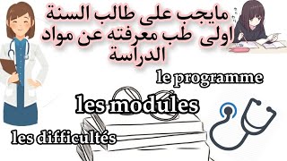 les modules du première année médecine programme [upl. by Jacquelynn]