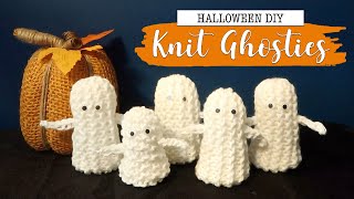 Easy Knit Ghosties 👻  Halloween DIY Week Day 3 [upl. by Wymore272]