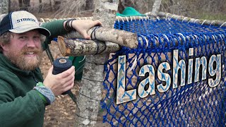 How to LashTree Fort Build part 2 Day 13 of 30 Day Survival Challenge Maine Lockdown [upl. by Anawek839]