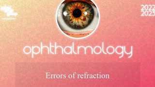 L 1617 part 1 Errors of refraction myopia and Hypermetropia Ophthalmology [upl. by Eeryk]