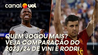 VINI JR X RODRI VEJA COMPARAÇÃO DAS TEMPORADAS 202324 DOS DOIS NA BRIGA PELA BOLA DE OURO [upl. by Anitap]