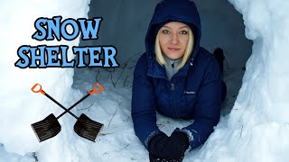 Building a Snow Shelter in Winter Forest  Outdoor cooking  Quinzee [upl. by Etteloiv565]