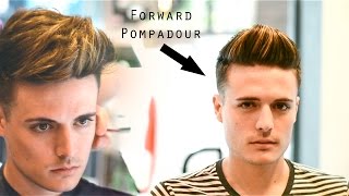 Mens Haircut amp Hairstyle  Forward Pompadour  Slick Quiff  Business Casual [upl. by Eveleen]