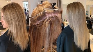 HOW TO APPLY WEFT HAIR EXTENSIONS  Step by step tutorial [upl. by Salohci]