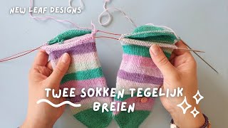 Twee Sokken Tegelijk Breien  Instructievideo [upl. by Icnarf409]