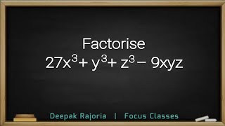 Polynomials Class 9th Maths Ex 24 Q11  Factorise  27x3 y3 z3– 9xyz [upl. by Cordelia]