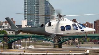 AgustaWestland AW109S Grand  GJMBS  Landing and Takeoff at London Battersea Heliport  Helicopter [upl. by Garfinkel533]