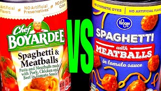 Chef Boyardee vs Kroger Spaghetti amp Meatballs  Which Canned Pasta is the Best  FoodFights Review [upl. by Renba]