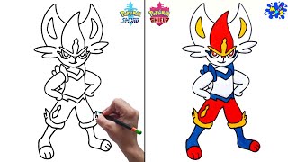 How to draw Cinderace Pokemon  Step by Step [upl. by Anavahs]