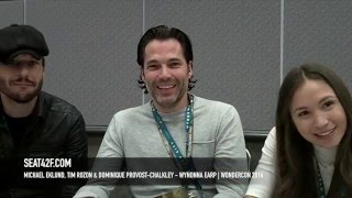 Michael Eklund Tim Rozon Dominique ProvostChalkley Wynonna Earp WonderCon 2016 Interview [upl. by Arenat]