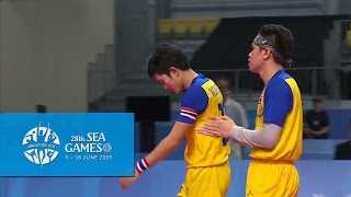 Sepak Takraw Team Mens Doubles MYA vs THA 2nd ReguMatch  28th Sea Games Singapore 2015 [upl. by Halliday868]