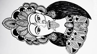 Maa Kali Mandala Art  Mandala drawing for beginners  Step by Step  LacraftsVilla [upl. by Amat927]