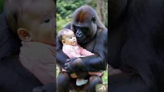 Heartwarming Bond Gorilla Shows Love for Human Baby ai [upl. by Mathilda]