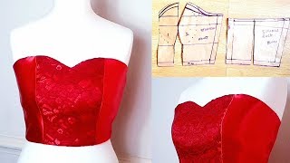 Tube top  Strapless top  Pattern Drafting  Cutting and Sewing Tube top pattern and sewing [upl. by Laucsap590]