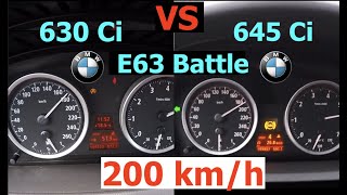 Acceleration Battle  BMW 630 Ci vs BMW 645 Ci  E63 vs E63  190 vs 245 kW [upl. by Rudie]