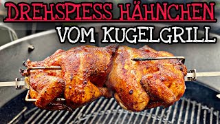 Grillhähnchen vom Drehspieß  Rezept vom Weber Kugelgrill [upl. by Lorant]