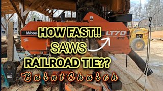 How Fast LT70 SAWS RailROAD TIE railroadtie sawmill [upl. by Chico]