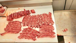 How to butcher Short Ribs  Flanken Style How to cut Short Ribs  Flanken Style [upl. by Airahcaz728]