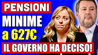 ULTIMORA PENSIONI IL GOVERNO HA DECISO 👉 MINIME A 627€ PROPROGA QUOTA 103 APE SOCIALE E ALTRO 📢 [upl. by Rochemont]