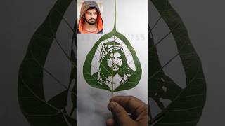 🔥🔥Lawerence Bishnoi drawing on leaf 🌿shorts aryaart755leafart lawerencebishnoi [upl. by Pfeffer]