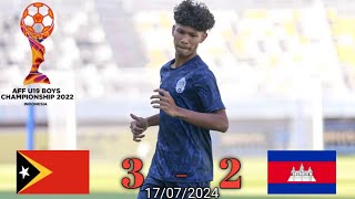 Timor Leste U19 vs Cambodia U19 17072024 ASEAN U19 BOYS CHAMPIONSHIP 2024 [upl. by Lebanna797]