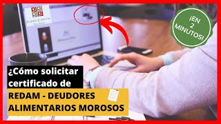 📌 SOLICITAR Certificado de Deudores Alimentarios Morosos REDAM online rápido  para IMPRIMIR [upl. by Aoniak447]