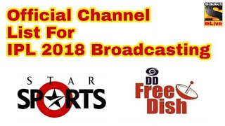 Official Channel List For IPL 2018 Broadcasting  Latest Update [upl. by Meadows]