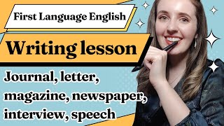 First Language English IGCSE Writing a Journal Letter Newspaper Interview Speech and Magazine [upl. by Allisurd]