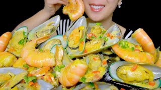 SEAFOOD PLATTER ASMR GREEN MUSSELS AND SHRIMP  EATING SOUNDS NO TALKING  TracyN ASMR [upl. by Notled]