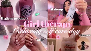 RELAXING SELF CARE DAY ♡ girl therapy relaxation shower routine pamper time makeup amp nails [upl. by Carrel843]