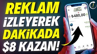 1 DAKİKALIK REKLAM İZLEYEREK 8 PARA KAZAN 💰 ÖDEME KANITLI  İnternetten Para Kazanma 2024 [upl. by Sheffy326]