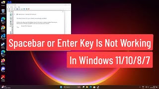 Spacebar or Enter Key Is Not Working In Windows 111087 [upl. by Maynord]