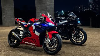 FIREBLADE RRR SP x ZX10R NIGHT RIDE  TRON STYLE [upl. by Name]