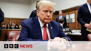 Donald Trump faces second day of hushmoney trial  BBC News [upl. by Nehpets]