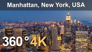 360° Video Manhattan New York USA 4K aerial video [upl. by Eblehs]