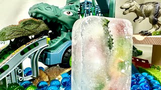 Dinosaur Rescue In Ice Block amp Marble Run Race！ [upl. by Eatnwahs]