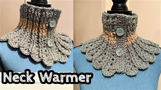 Crochet  Crochet Neck Warmer with Buttons  How to crochet beautiful warmer [upl. by Owiat]