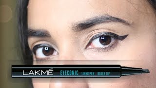 Lakme आई लाइनर कैसे लगाएं  Eyeconic Liner Pen Review Demo  Tips to apply Winged Liner [upl. by Lemra966]