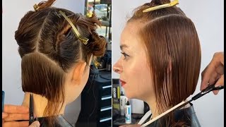 Perfect Textured bob Haircut step by step  Precision haircut tutorial [upl. by Assirat]