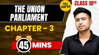 THE UNION PARLIAMENT in 45 Mins  Complete Chapter MindMap  Class 10 ICSE SST [upl. by Erasmo]