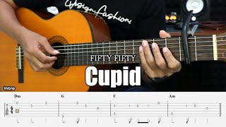 Cupid Twin Version  FIFTY FIFTY  Fingerstyle Guitar Tutorial  TAB amp Lyrics [upl. by Nnaaras]