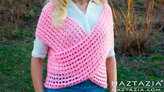 HOW to CROCHET WRAP SWEATER VEST  DIY Tutorial for Criss Cross Wrapped Front Top [upl. by Illak]