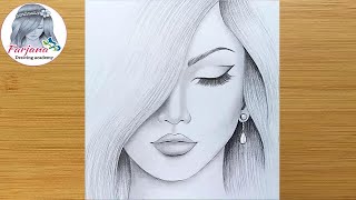 How to draw a girl step by step  Pencil Sketch drawing [upl. by Abramo]