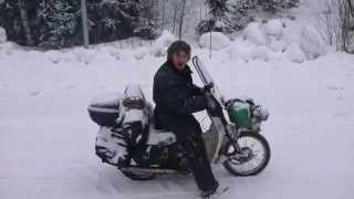 Riding a Honda C90 in Finland in snow [upl. by Anileba]