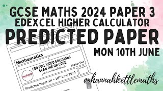 GCSE Maths Predicted Paper Edexcel Higher Calculator 10th June 2024  GCSE Maths Revision [upl. by Leda]