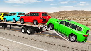 Flatbed Truck Mcqueen  Transportation with Truck  Pothole vs Car 152  BeamNGDrive [upl. by Ahsai828]